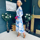 Brianna Banded Midi Dress Floral Blue