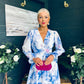 Brianna Banded Midi Dress Floral Blue