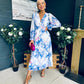 Brianna Banded Midi Dress Floral Blue