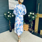 Brianna Banded Midi Dress Floral Blue