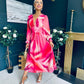 Brianna Banded Midi Dress Ruby