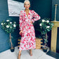 Brianna Banded Midi Dress Floral Blush