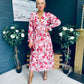 Brianna Banded Midi Dress Floral Blush