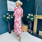 Brianna Banded Midi Dress Floral Blush