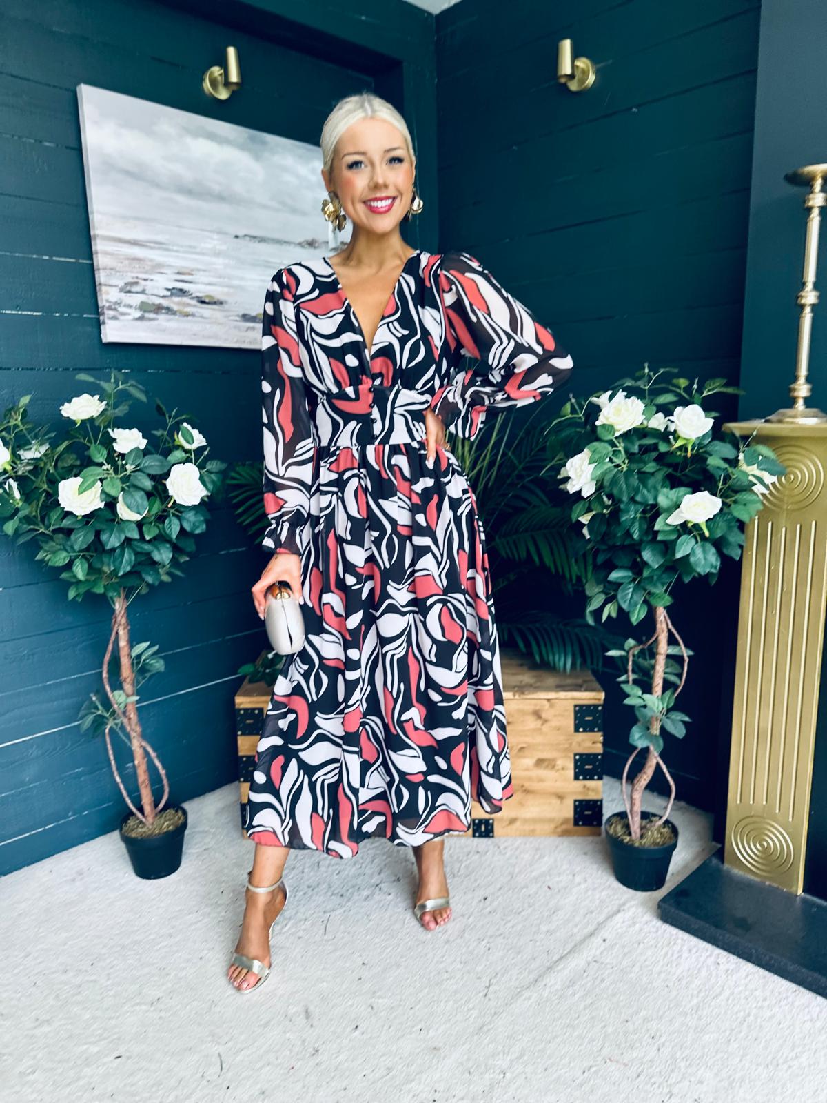Brianna Banded Midi Dress Black
