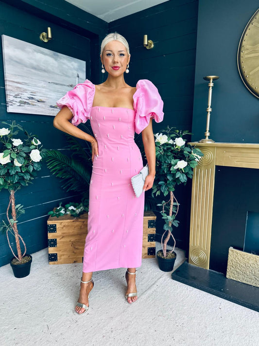 Embellished Occasion Dress Pink