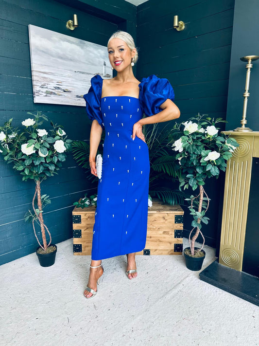 Ivy Embellished Occasion Dress Cobalt