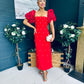 Ivy Embellished Occasion Dress Red
