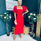 Ivy Embellished Occasion Dress Red
