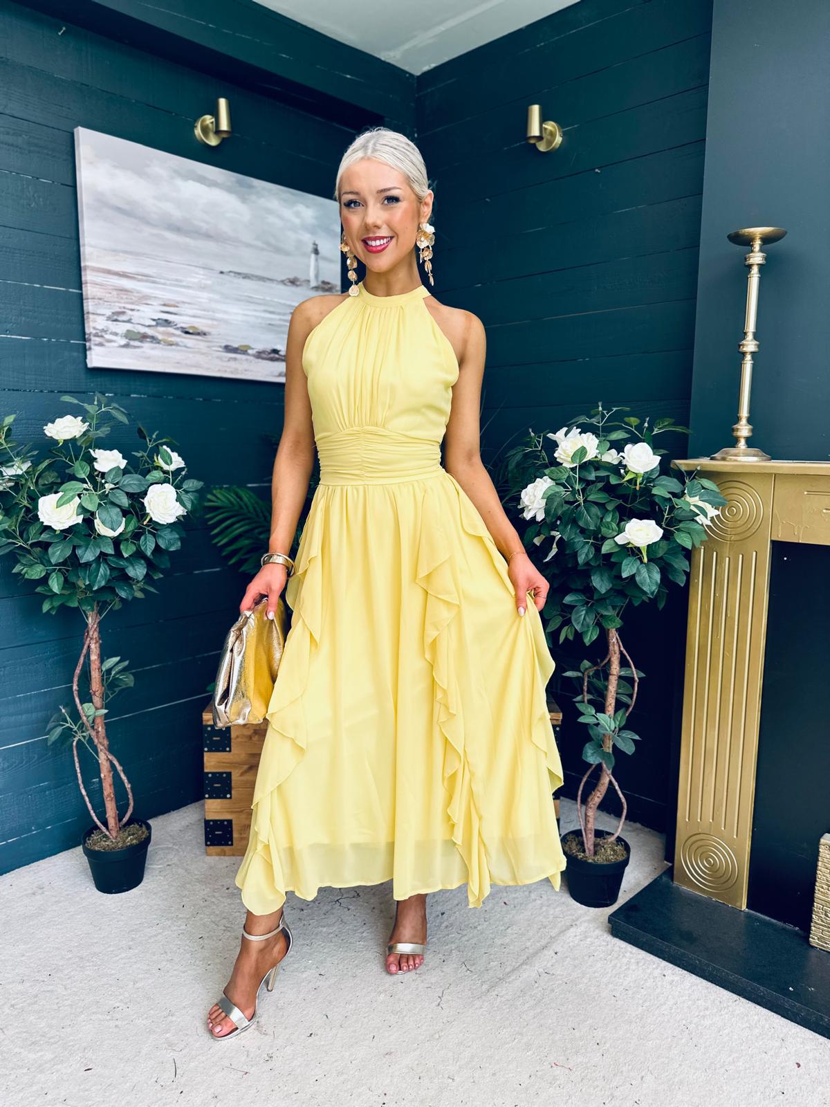 Francesca Detailed Midi Dress Yellow
