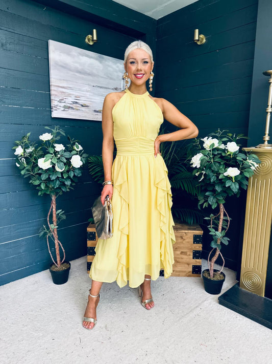 Francesca Detailed Midi Dress Yellow