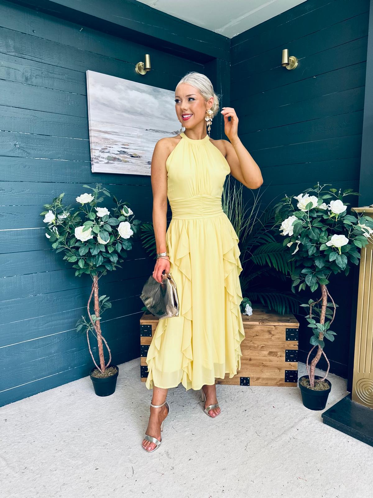 Francesca Detailed Midi Dress Yellow