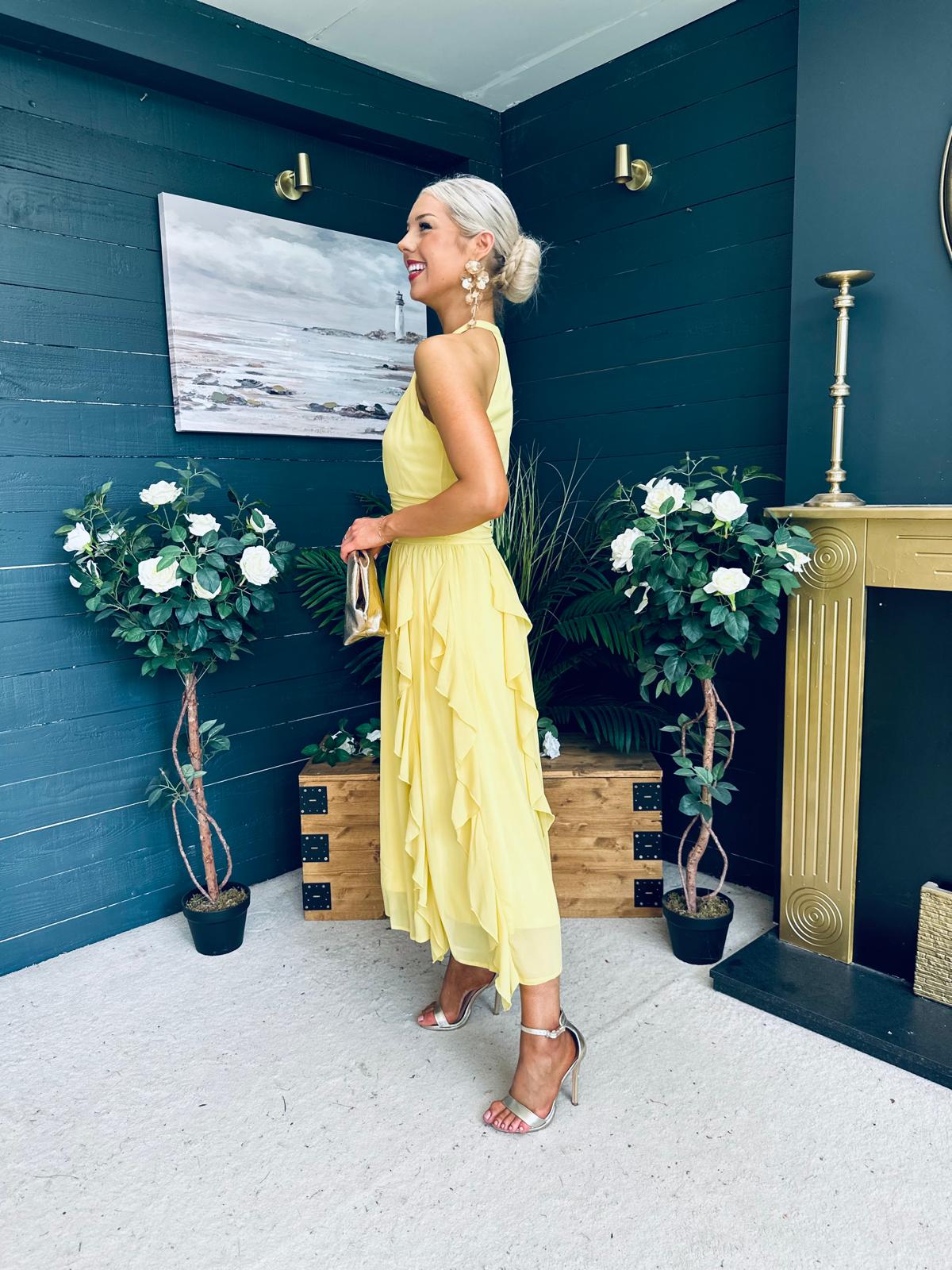 Francesca Detailed Midi Dress Yellow
