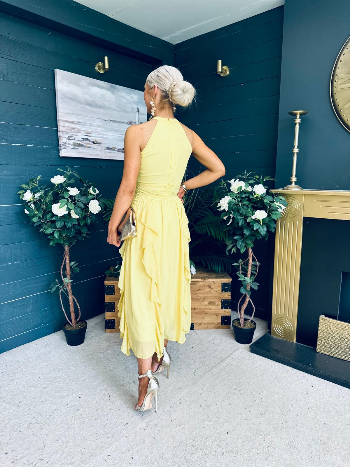 Francesca Detailed Midi Dress Yellow