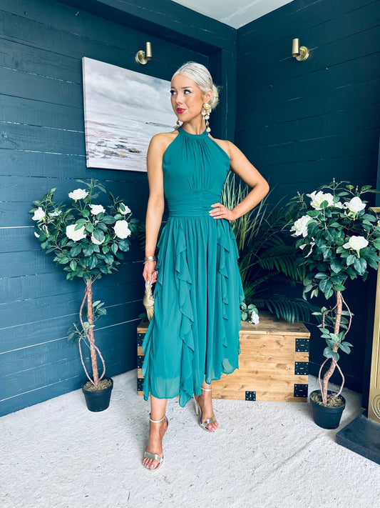 Francesca Detailed Midi Dress Forest