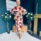 Elsa Long Sleeve Asymmetric Brown Print