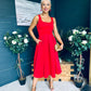 Erica Square Neck Midi Dress Red