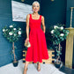 Erica Square Neck Midi Dress Red