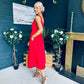 Erica Square Neck Midi Dress Red