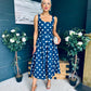 Erica Square Neck Midi Dress Navy Polka