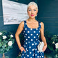 Erica Square Neck Midi Dress Navy Polka