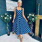 Erica Square Neck Midi Dress Navy Polka