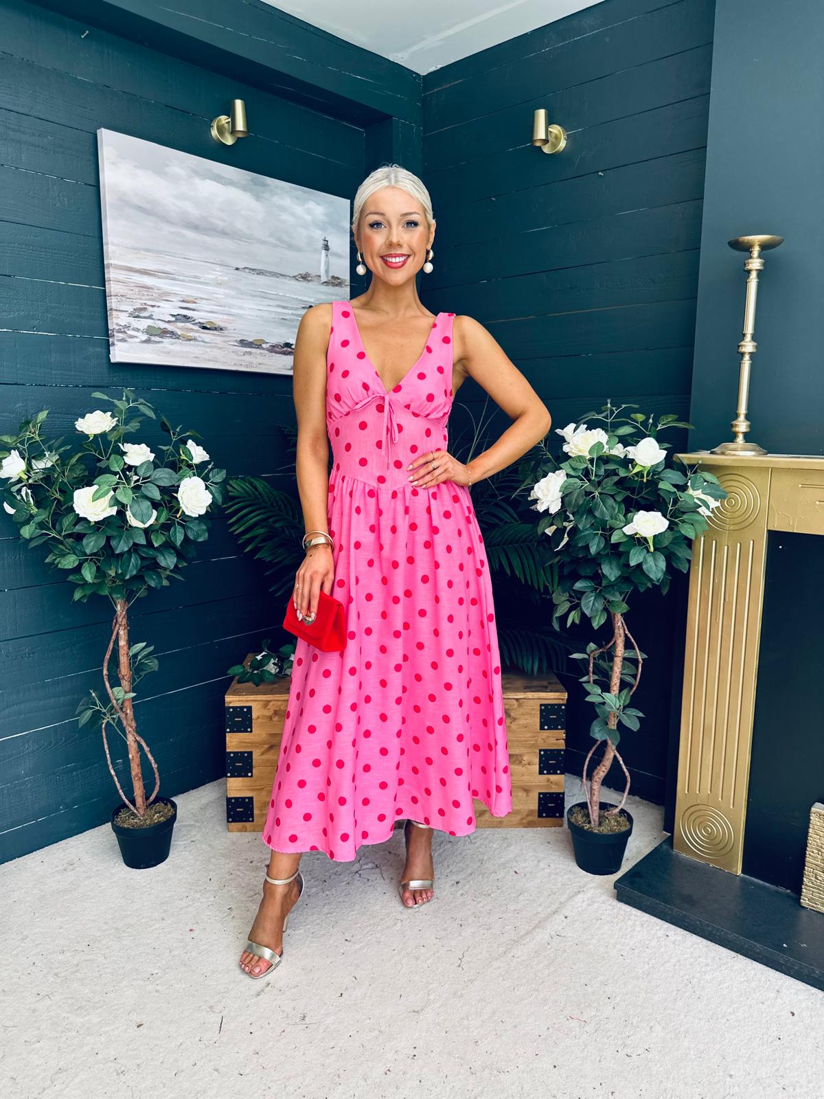 Jordyn Banded Midi Dress Pink