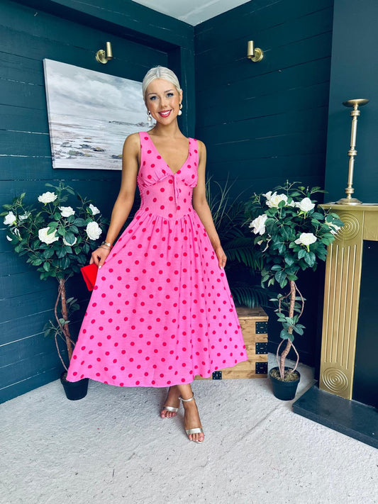 Jordyn Banded Midi Dress Pink