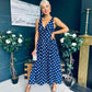 Jordyn Banded Midi Dress Navy