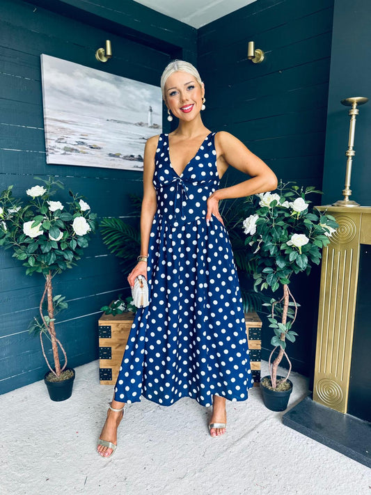 Jordyn Banded Midi Dress Navy