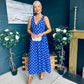 Jordyn Banded Midi Dress Blue