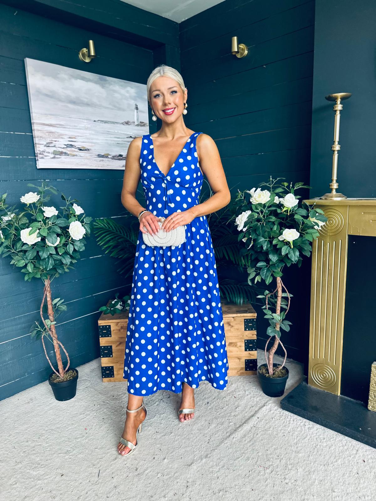 Jordyn Banded Midi Dress Blue