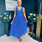 Jordyn Banded Midi Dress Blue