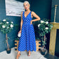 Jordyn Banded Midi Dress Blue