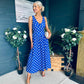 Jordyn Banded Midi Dress Blue