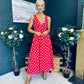Jordyn Banded Midi Dress Red