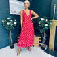 Jordyn Banded Midi Dress Red