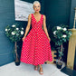 Jordyn Banded Midi Dress Red