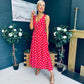 Jordyn Banded Midi Dress Red