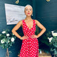 Jordyn Banded Midi Dress Red