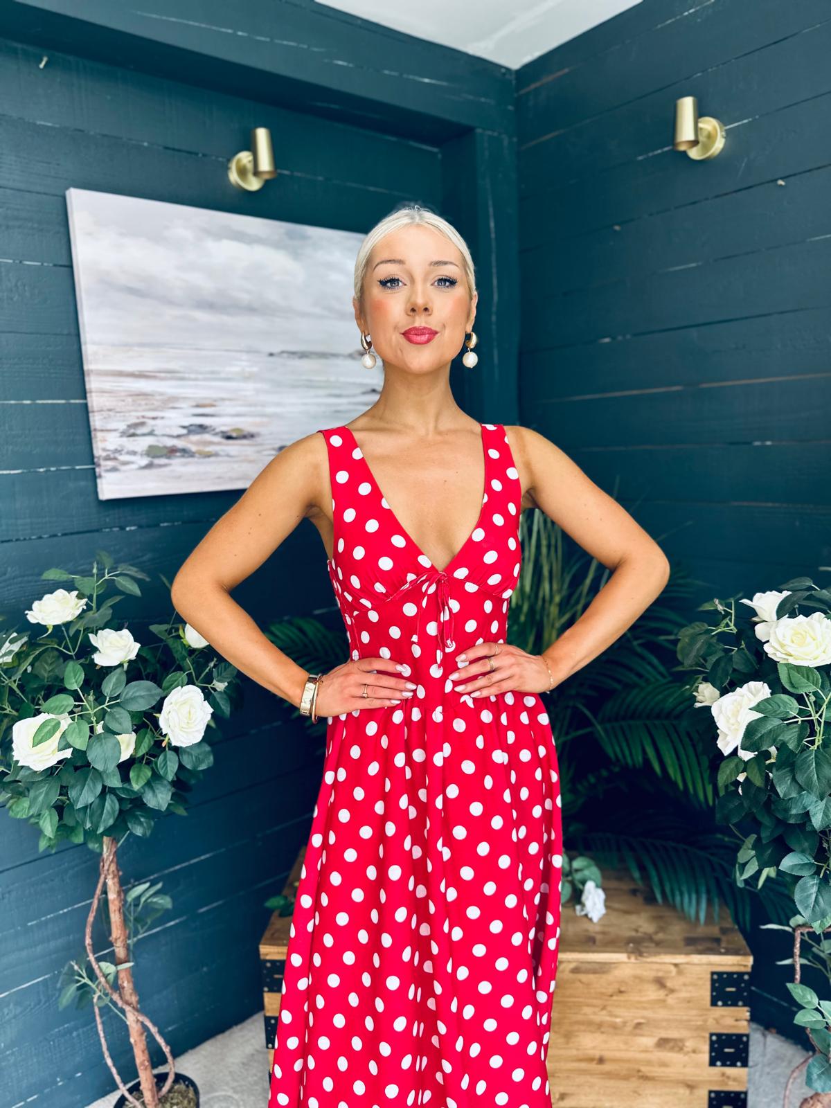 Jordyn Banded Midi Dress Red
