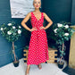 Jordyn Banded Midi Dress Red