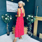 Jordyn Banded Midi Dress Red