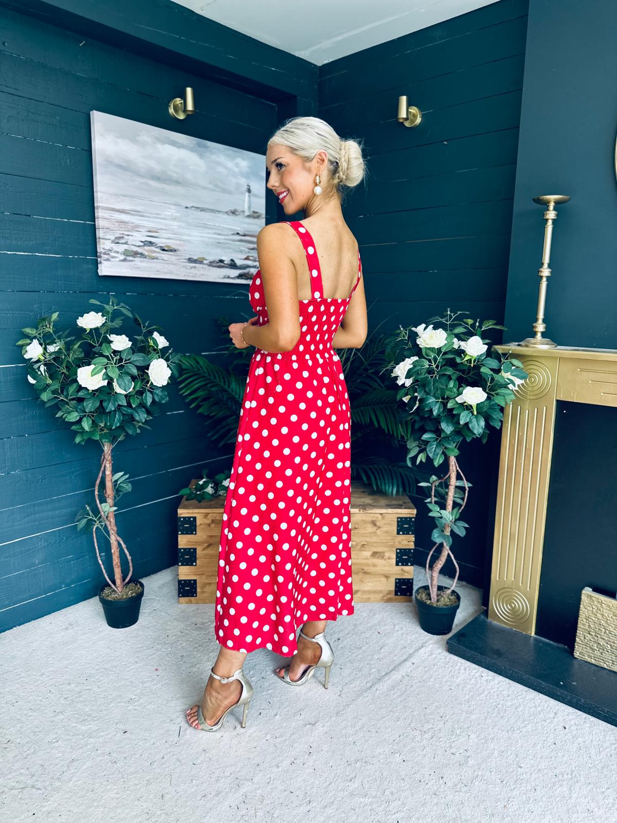 Jordyn Banded Midi Dress Red