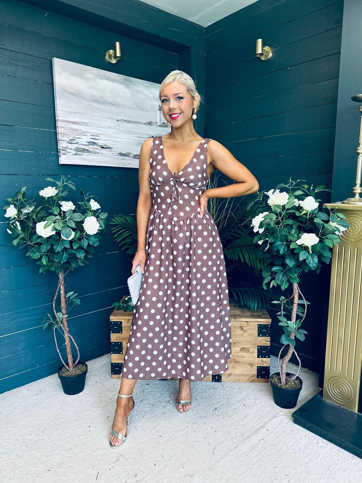 Jordyn Banded Midi Dress Chocolate