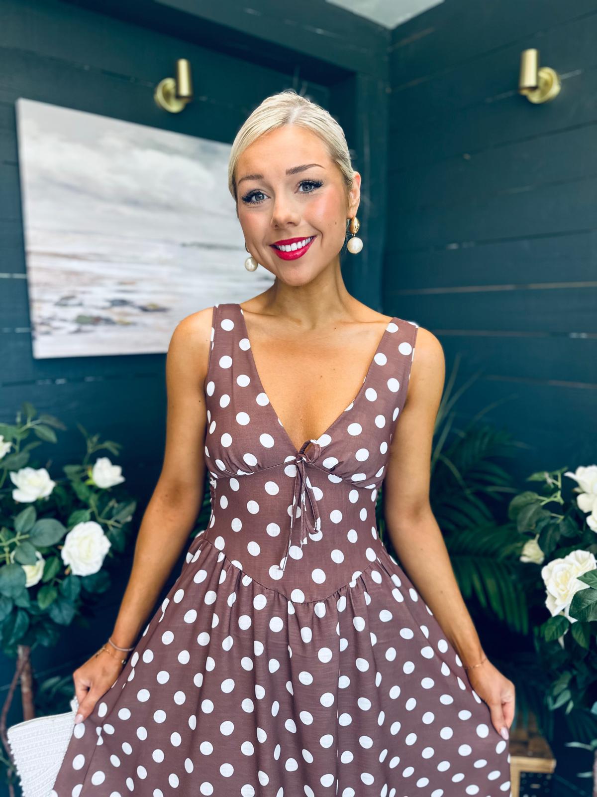 Jordyn Banded Midi Dress Chocolate