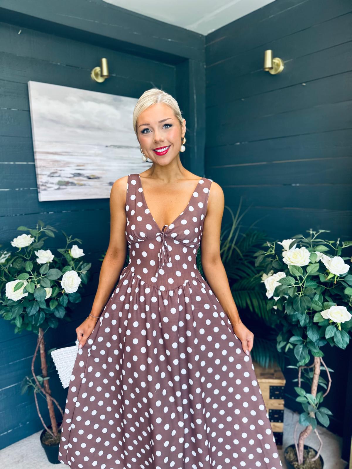 Jordyn Banded Midi Dress Chocolate