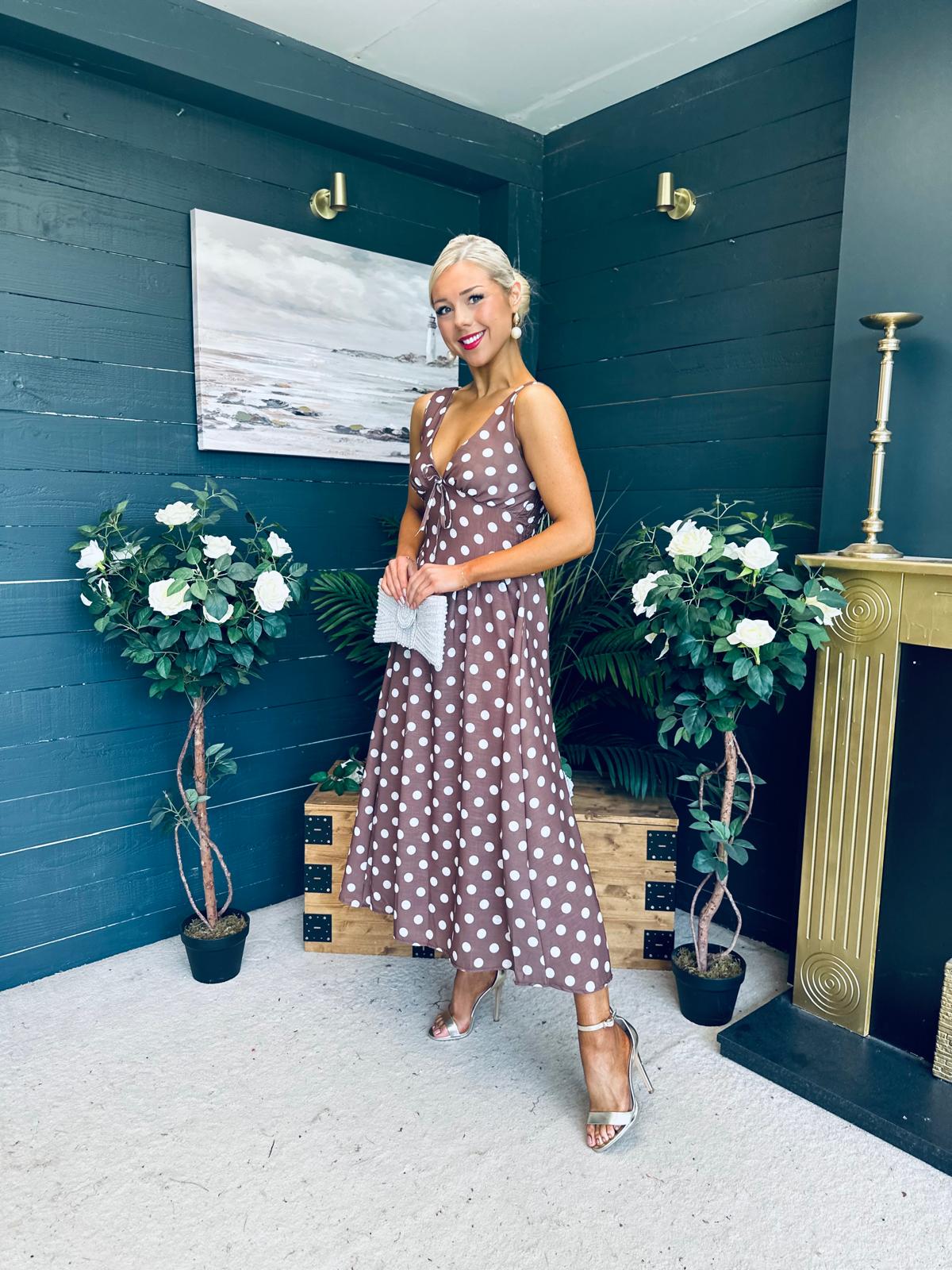 Jordyn Banded Midi Dress Chocolate