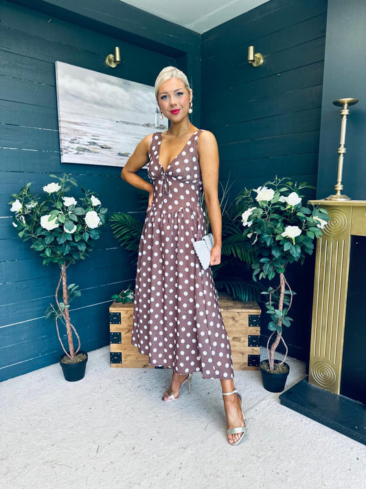 Jordyn Banded Midi Dress Chocolate