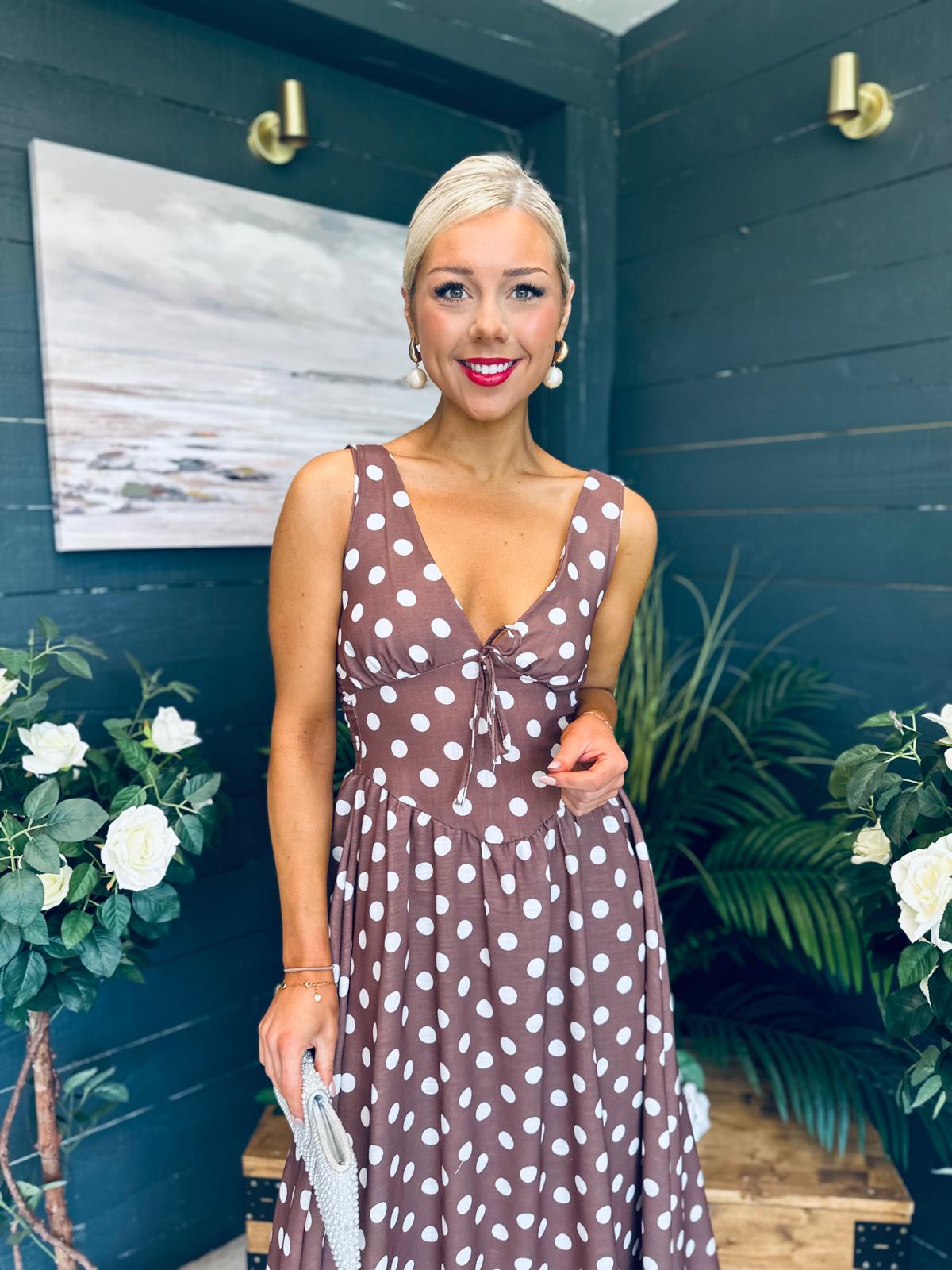 Jordyn Banded Midi Dress Chocolate